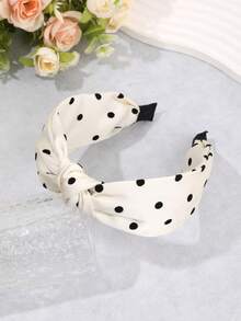 1 Stück breites gepunktetes Haarband mit Knoten für Damen, Satin-Stoff mit Twist-Obenknoten, modisches Haaraccessoire für Urlaub und Strand - Verschiedenfarbig - Übersicht 14