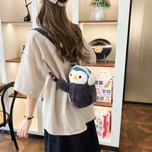 Mochila de Peluche deüino para Niños, Estilo JK, Doble Uso, Gran Capacidad, Linda Bolsa Cruzada con Forma de Animal para Niñas - Gato - Ver 2