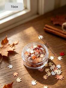 1 Box Brown Maple Leaf Nail Art Decorations, Lightweight Maple Leaf Shape, Boxed Storage, Warm Brown-Red Autumn Color Palette, Autumn Fingernail DIY Decor, Exquisite And Versatile Nail Art Accessories - Multicolor - View 5