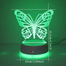 1件 3D蝴蝶壓克力小夜燈，RGB觸控LED檯燈，USB通用插電裝飾燈，護眼3D視覺氛圍燈，適用於臥室、兒童房、客廳，日常禮物，精美禮品 - 白色 - 查看 7