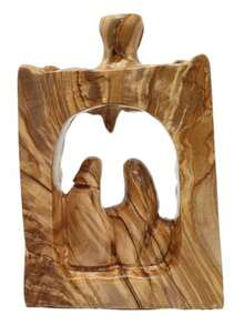 Olive Wood Nativity Scene 6.5" - Large Abstract Hand Carved Holy Family With Bethlehem Christmas Decor HOF056 - As Pic - View 7
