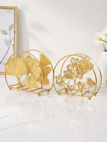 1pc Ginkgo Biloba Decor Napkin Holder, Gold Napkin Storage Rack For Dining Table - Gold - View 16