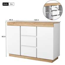 Sideboard With 3 Drawers And 2 Doors - White+Oak - 白色和橡木 - 查看 6