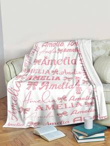 1pc Customized Flannel Name Blanket, Suitable For Bed, Living Room, Sofa, Outdoor, Beach, Camping, Pets And More Occasions, Can Be Personalized With Family/Pet/Couple Name Print, Ideal Gift For Christmas, Mother's Day/Father's Day, Family, Birthday, Friends, Women, Parents And More Occasions. - Style 1 - View 5