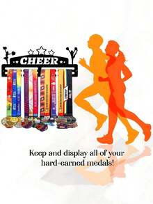 1pc Medal Display Rack For Cheerleaders, Gold/Silver/Bronze Medals, Metal Wall Decor Storage Shelf, Suitable For Sports Awards, Weather-Resistant Display And Collection, Perfect Gift For Sports Fans And Champions, Indoor And Outdoor Use - Black - View 7