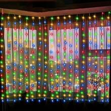 Luces de cortina LED alimentadas por batería AA, 8 modos de iluminación, luces de hadas, adecuadas para habitación, jardín, patio, escenario, decoración de fondo de pared, iluminación de atmósfera romántica para bodas, Día de San Valentín, Halloween, Navidad, luces decorativas colgantes - Lámpara de cortina con caja de pilas AA - Ver 26