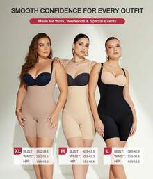 Nebility Shapewear Bodysuits For Women Tummy Control Body Shaper Butt Lifter Open Bust Mid-Thigh Compression Body Suits - Beige - View 8
