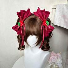 Lolita Gothic Devil Wing Headband, Halloween Bow Hair Accessory, Lolita Bat Dark Style Headwear - 黑紅牛角髮帶 - 查看 2