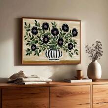 1 Peça Pôster em Tela Botânico Floral Rústico Noric com Moldura/Sem Moldura, Arte Floral Escandinava Folk Art Cottagecore, Impressão de Arte de Parede Decoração Fazenda Minimalista Pintura Vintage para Corredor, Sala de Estar, Quarto, Decoração de Casa Moderna - A - Visão 1