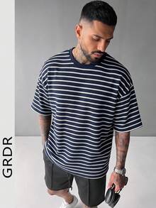 GRDR 男士时尚圆领短袖T恤 | 精致设计 | 夏季必备 | 百搭易穿 | 展现你的风格 - 藏蓝色 - 查看 7
