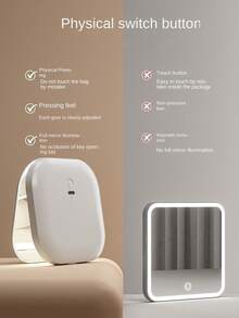 HYUNDAI Rechargeable Portable LED Makeup Mirror, 3-Color Dimmable Fill Light, Foldable Compact Mirror With Light - White - View 6