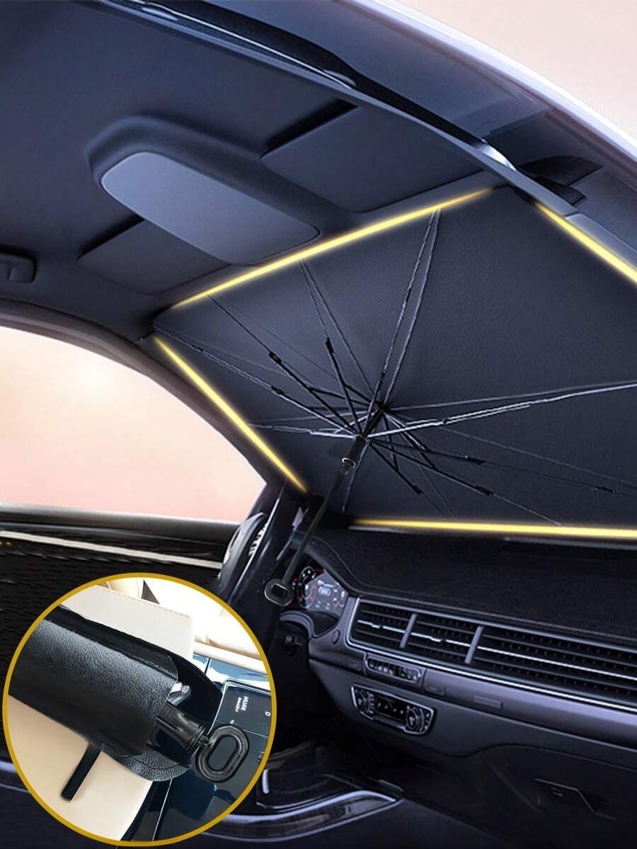 Foldable Reflective Car Windshield Sunshade Umbrella, Large Size UV Protection Sunshade Curtain Umbrella