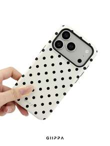 GIIPPA 1pc Cream White Base With Black Polka Dot Pattern Design, Phone 17 Pro Max Phone Case, Compatible With Phone 16 Pro Max, 15 Pro Max, 14 Pro Max, Korean-Style High-End Fashion Fun Phone Case, Compatible With 11/12/13/14/15/16 Pro Max Plus, Elegant Design Suitable For Men And Women, Perfect Gift For Girlfriend On Christmas, Valentine's Day, Easter, Wedding Season And Birthday! - Multicolor - View 5