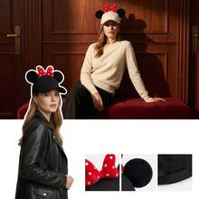 Casquette de baseball pour femme Disney 3D à oreilles rondes, nœud à pois, 2 couleurs, visière incurvée, chapeau de soleil, pour extérieur, parc d'attractions, voyage, photo, vacances, fête, style décontracté polyvalent, mode douce rétro, chapeau de style décontracté polyvalent pour adulte - casquette de baseball - Voir 6