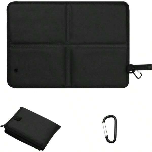 Cojín portátil plegable de tela Oxford, ligero de 15" X 11" con un peso de 98g, resistente a salpicaduras, aislado térmicamente, a prueba de humedad, se engancha a la mochila, para cualquier ocasión, negro simple