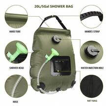 Shower Bag | 5 Gallon/20 Liter Solar Heated Camping Shower Bag | Detachable Hose | On/Off Shower Head | Portable Shower | Travel Shower | Portable Shower Suitable For Beach, Swimming, Hiking - A - View 7