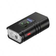 1pc Black ABS Dual LED Bike Front Light USB Rechargeable Power Indicator Super Bright Bicycle Headlight For Night Cycling Mountain Road Bike Riding Lighting - Headlamp - View 8