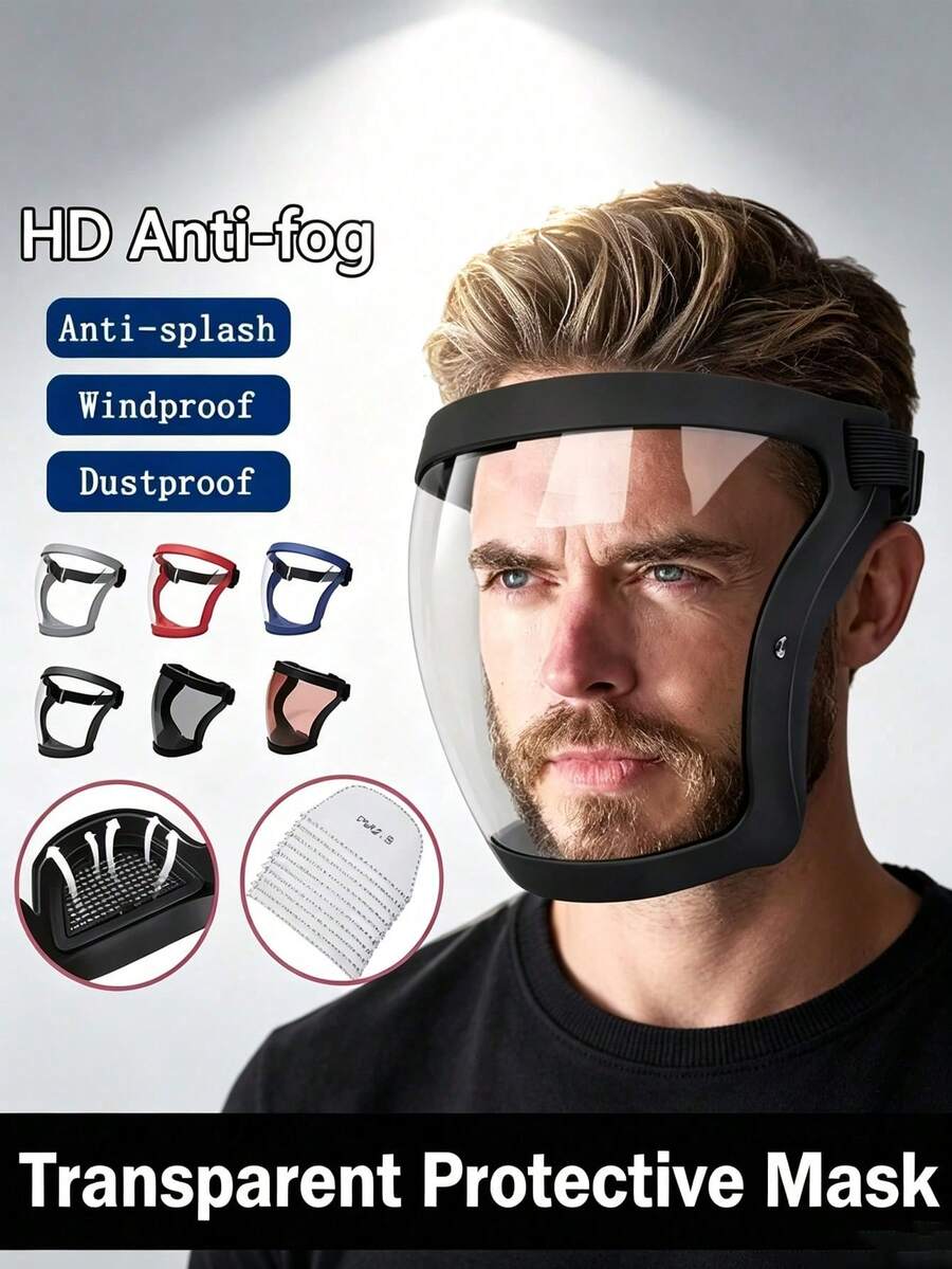 Set de Máscara de Protección Facial Transparente con Hebilla Ajustable - Máscara Facial para Deportes y Montar para Trabajo, Esmerilado, Deshierbe y Protección contra el Corte de Césped - Varios estilos - Ver 1