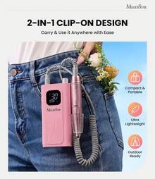 Professional Nail Drill Kit, 30000RPM Cordless Electric Nail File With LCD Display, Rechargeable 4000mAh Battery Nail Efile For Acrylic & Gel Nails, Manicure Pedicure, Salon & Home Use - Blush Pink - 查看 5