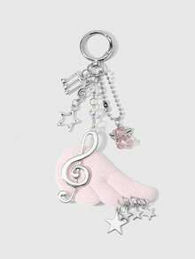1pc Sweet Cool Y2K Pink Blue Polka Dot Angel Wings Music Note Star Bear Bag Charm Accessory, Handbag Pendant - Multicolor - View 9