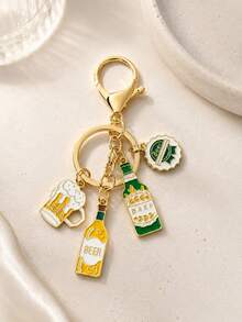 1pc/2pcs Unisex Beer Bottle Cap Beer Cup Charm Creative Personalized Backpack Pendant Bag Key Chain - Multicolor - View 4