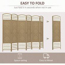 HOMCOM 6 Panel Room Divider, Folding Privacy Screen, 5.6' Room Separator, Wave Fiber Freestanding Partition Wall Divider, Natural-XY444617 - 1 - View 4
