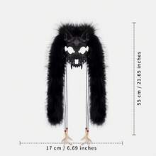 1pc Fashionable Creative Exquisite Diamond Wolf Head Role Play Mask, Practical Animal Face Mask Fox Mask Faux Fur Headpiece COS Werewolf Hunter Mask, Suitable For Men And Women For Outdoor Makeup Ball Party, Easy To Carry - Mask - View 11