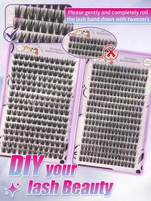448pcs DIY Eyelash Extension Kit, Wheat & Pure Wild 2 Mixed Styles, Natural Curly Soft False Eyelashes, Suitable For Beginners, Home, Office, Party, Holiday Use - D - View 5