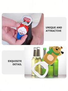 1pc Christmas Theme Bottle Opener (Refrigerator Magnet Function) - 4 Cute Designs (Santa Claus, Snowman, Reindeer, Christmas Tree), Stainless Steel Fun Party Tableware, Holiday Gift Christmas Decoration Home, Christmas Stocking Filler Winter Room Decor - Christmas Cartoon Bottle Opener - View 7