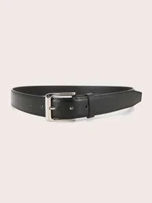 1pc Men's Square Buckle Leather Belt, Versatile Minimalist Commuter Belt, Unisex Jeans Belt - Multicolor - View 8
