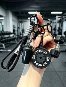 1 Stück Fitness-Serie Schlüsselanhänger, kreativer Anhänger Schlüsselring, Rucksack Dekoration Schlüsselring, Auto Schlüsselring, mehrfarbiges Schlüsselzubehör Set, Verlustschutz - Verschiedenfarbig - Übersicht 2