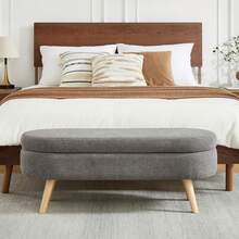 Storage Bench With Storage Space, Beige Color, Ideal For Bedroom Or Hallway - 灰色 - 查看 6