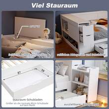 Sofa Bed Frame 90 X 200 Cm - Multi-Functional With Storage Space - White - View 9