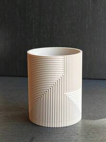 Suporte de Caneta com Textura Ondulada Impressa em 3D Criativa, Decoração Artesanal Multiuso, Organizador de Mesa de Escritório, Manga de Copo de Caneta Reforçada, Suprimentos Escolares - porta-canetas texturizado - Visão 3