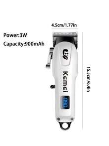 Kemei KM-232 Portable Electric Hair Clipper Wireless Hair Trimmer Adjustable Cutting Angle Suitable For Men USB Rechargeable Daily Home Or Barbershop Use Precise T-Shaped Blade Small Hair Clipper Travel Essential - White - View 10