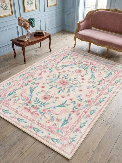 1pc Sweet French Girl Style Velvet Carpet, Soft And Fluffy, Home Decor, Room Decoration, Home Supplies, Doormat, Living Room Carpet, Kitchen Mat, Bedroom Room Decor, Bathroom Mat, Easy To Clean