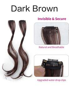 2 PCS Synthetic Bangs,Synthetic Wig With Split Bangs, Clip On Forehead, Natural Seamless, Synthetic Dragon Beard Bangs, And Eight Character Bangs,Suitable For Women's Daily Wear Synthetic Bangs, Halloween - Multicolor - View 9