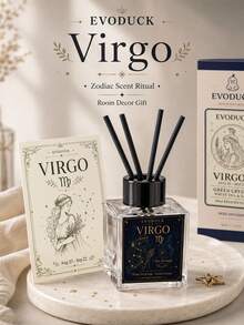 EVODUCK Virgo Zodiac Reed Diffuser 50ml, White Tea & Sage Scented Oil Diffuser With Green Crystal & 4 Fiber Reeds, Flameless Home Fragrance For Bedroom Bathroom Office, Astrology Birthday Gift For Women, Star Sign Room Decor - Flameless Series - View 9