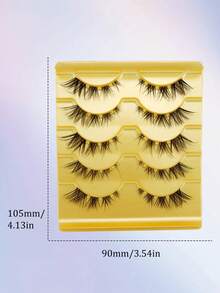5 Pairs Fox Eye Invisible Stem Eyelash Extensions, Fox-Style Fluffy Curly Faux Eyelashes, Handmade Exquisite Design, Better Fit For Eyes, Trimmable And Reusable - 查看 9