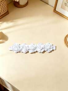 3件組女嬰髮帶套組－超柔軟彈性無縫嬰兒髮飾蝴蝶結，優雅皇冠、花朵蕾絲與雪紡設計，適合夏季婚禮、洗禮與新生兒攝影道具 - 彩色 - 查看 5