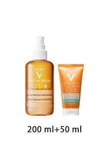 Vichy [حزمة] كابيتال سوليل واقي شمس مائي SPF30 200 مل + سائل وجه واقي بلمسة جافة ملون SPF50 50 مل - شفاف - مشاهدة 2