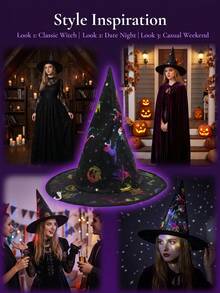 Halloween Black Pointed Witch Hat Classic Wizard Hat Cosplay Party Costume Accessory Gothic Wide Brim Witch Hat For Women And Girls - View 1