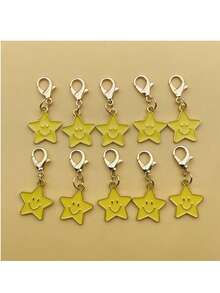 1/10/20/30pcs Smiling Face Star Keychain Pendant, Multi-Occasion Small Holiday Gift, Suitable For Mother's Day, Father's Day, Easter, Thanksgiving, St. Patrick's Day, Exquisite Birthday Gift For Colleagues And Friends, Back To School, Halloween, Halloween Decoration - Star - View 7