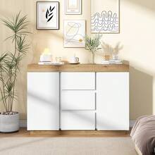 Sideboard With 3 Drawers And 2 Doors - White+Oak - 白色和橡木 - 查看 4