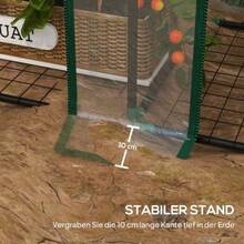 Mini Greenhouse, 3 Levels, 6 Wire Shelves, 2 Openings, Plastic Cover, Transparent - Green - View 7