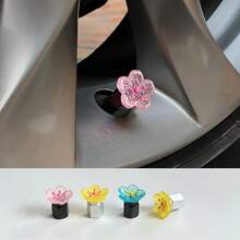 2pcs Petal-Shaped Aluminum Alloy Caps, Universal Decorative Accessories, Suitable For Bicycles And Motorcycles - Multicolor - View 5