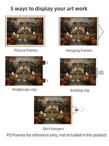 1 pieza Impresión en lienzo de arte de pared de casa embrujada de Halloween sin marco, póster de paisaje primitivo de otoño con calabaza, decoración rústica de granja de otoño para apartamento, sala de estar, dormitorio, dormitorio universitario, regreso a la escuela, pósteres divertidos, decoración vintage, regalo único - Casa embrujada - Ver 6