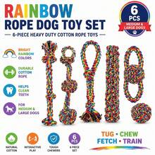 6pcs Durable Knotted Dog Rope Toys - Dog Chew Toys, Suitable For Fun Chewing, Puppy Teething Toys, Interactive Rope Toys - Multicolor - View 1