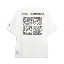 Li-Ning WADE X Timothy Goodman Collaboration Oversized Cool-Touch Comfortable Glowing Line Print Casual Basketball T-Shirt AHSW539 - White - View 3
