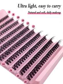 30D 200pcs 3D False Eyelashes 8-16mm Mixed 0.07C/D Curl 10 Rows Soft Natural Waterproof Lightweight Easy To Wear Suitable For Daily, Party Or Wedding Occasions Eyelash Clusters Single False Eyelashes - View 2